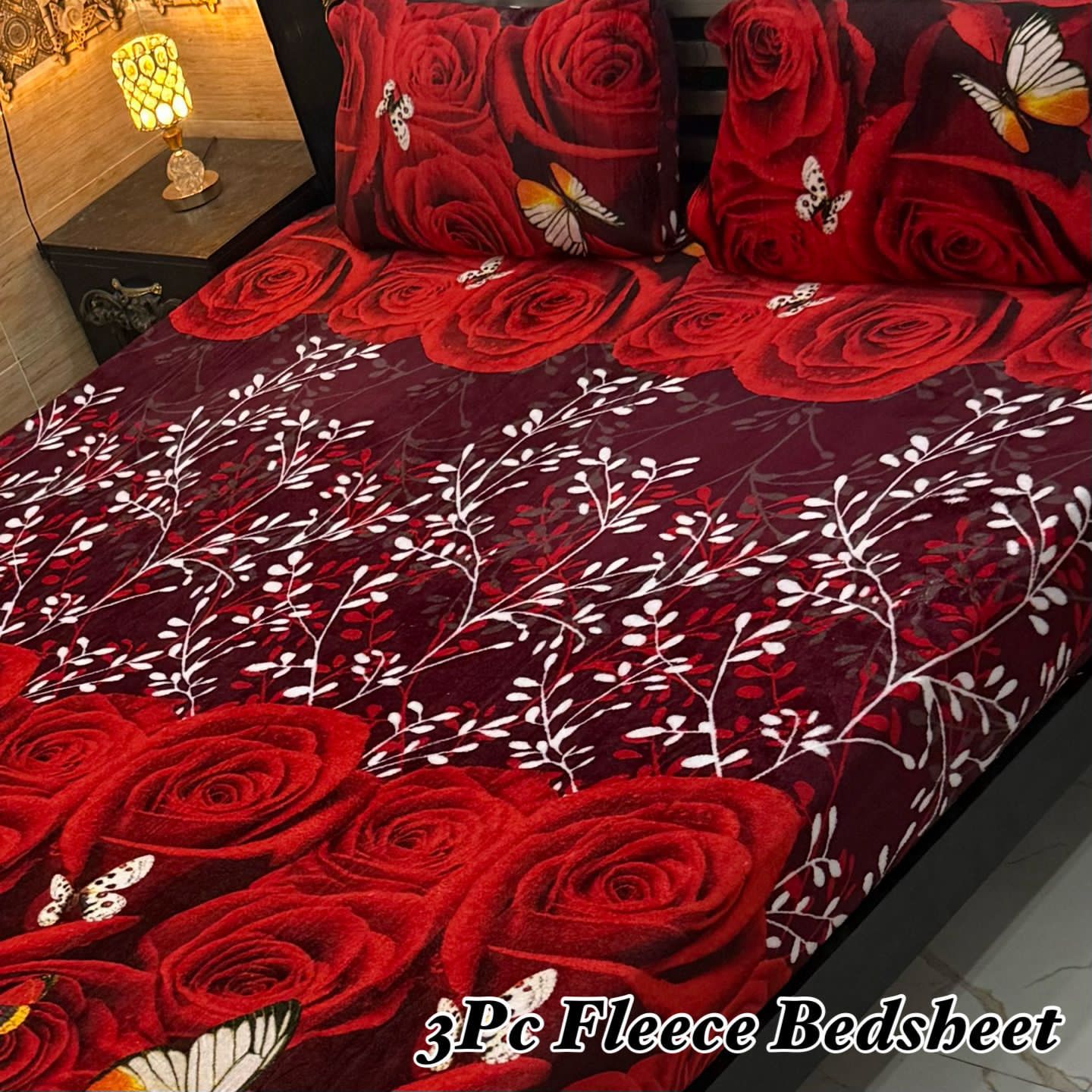 Soft Fleece 3-Piece Printed King Size Bedsheet Set