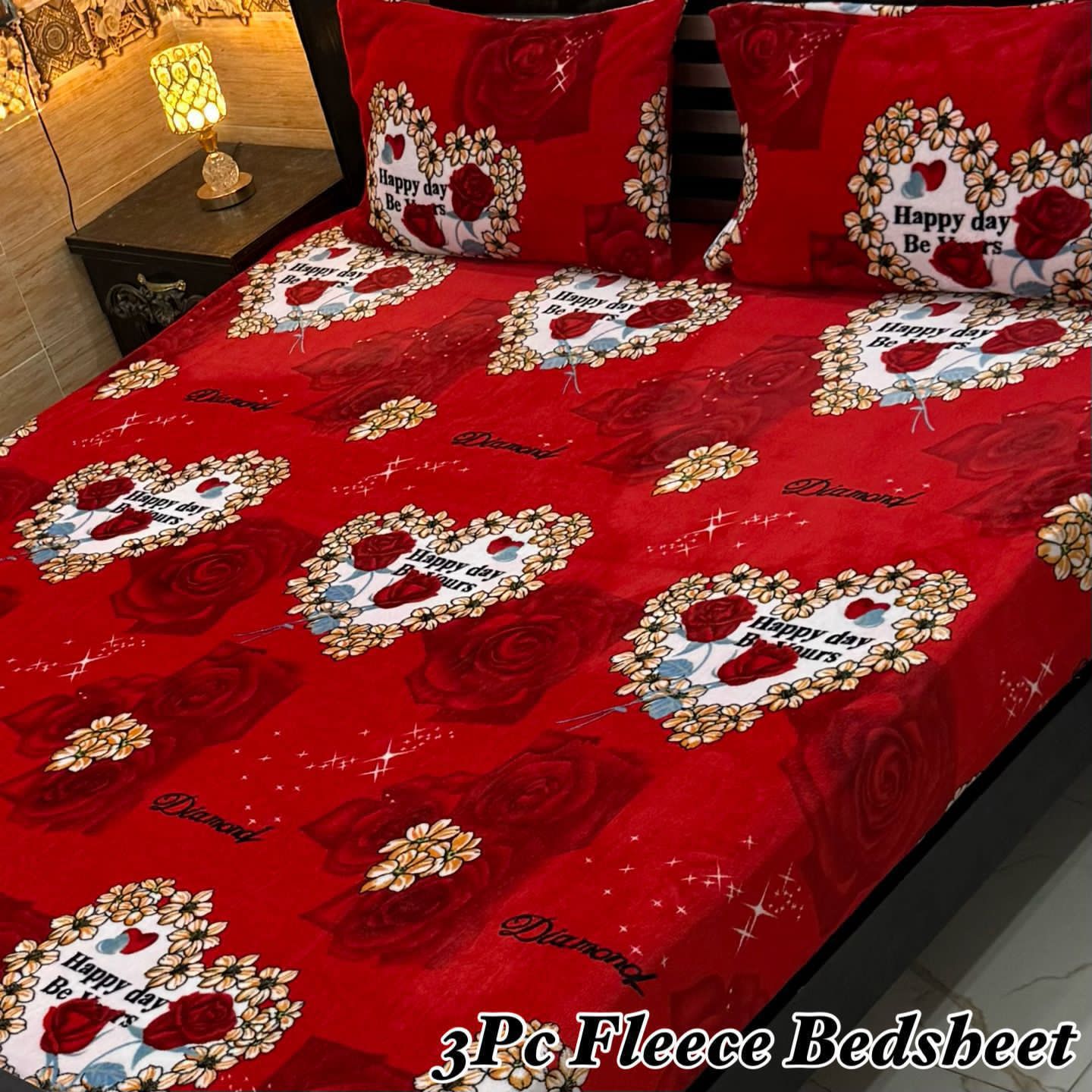 Soft Fleece 3-Piece Printed King Size Bedsheet Set