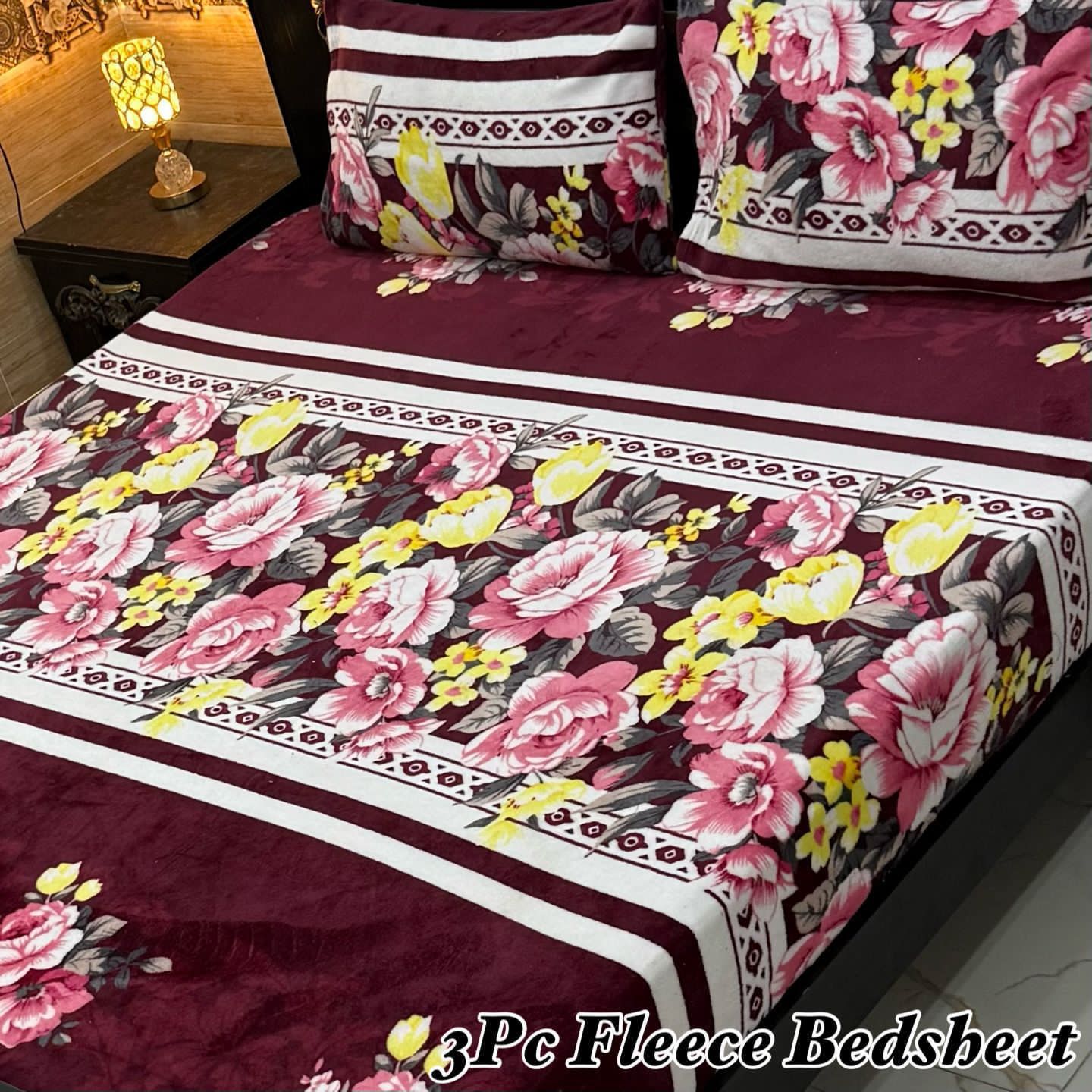 Soft Fleece 3-Piece Printed King Size Bedsheet Set
