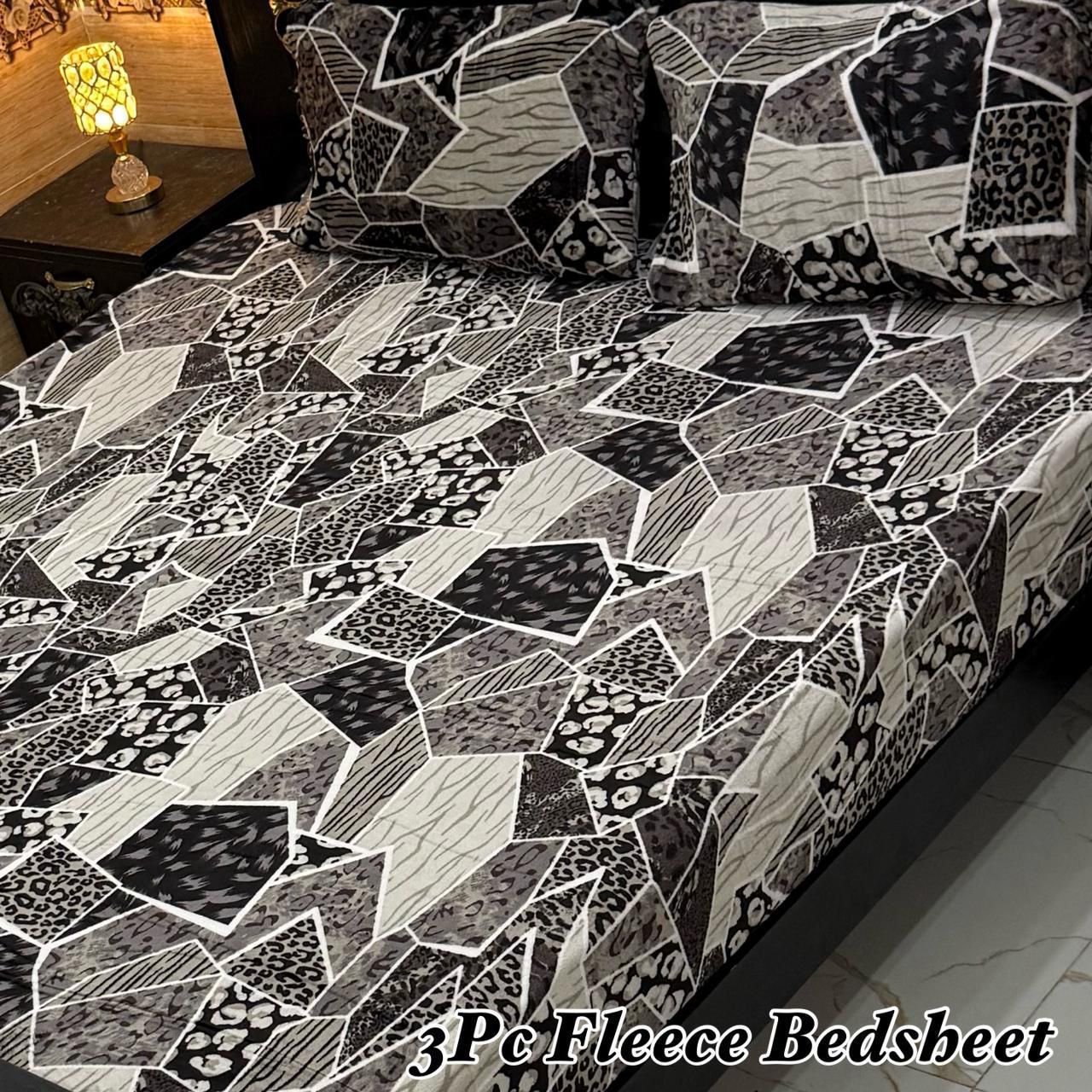 Soft Fleece 3-Piece Printed King Size Bedsheet Set