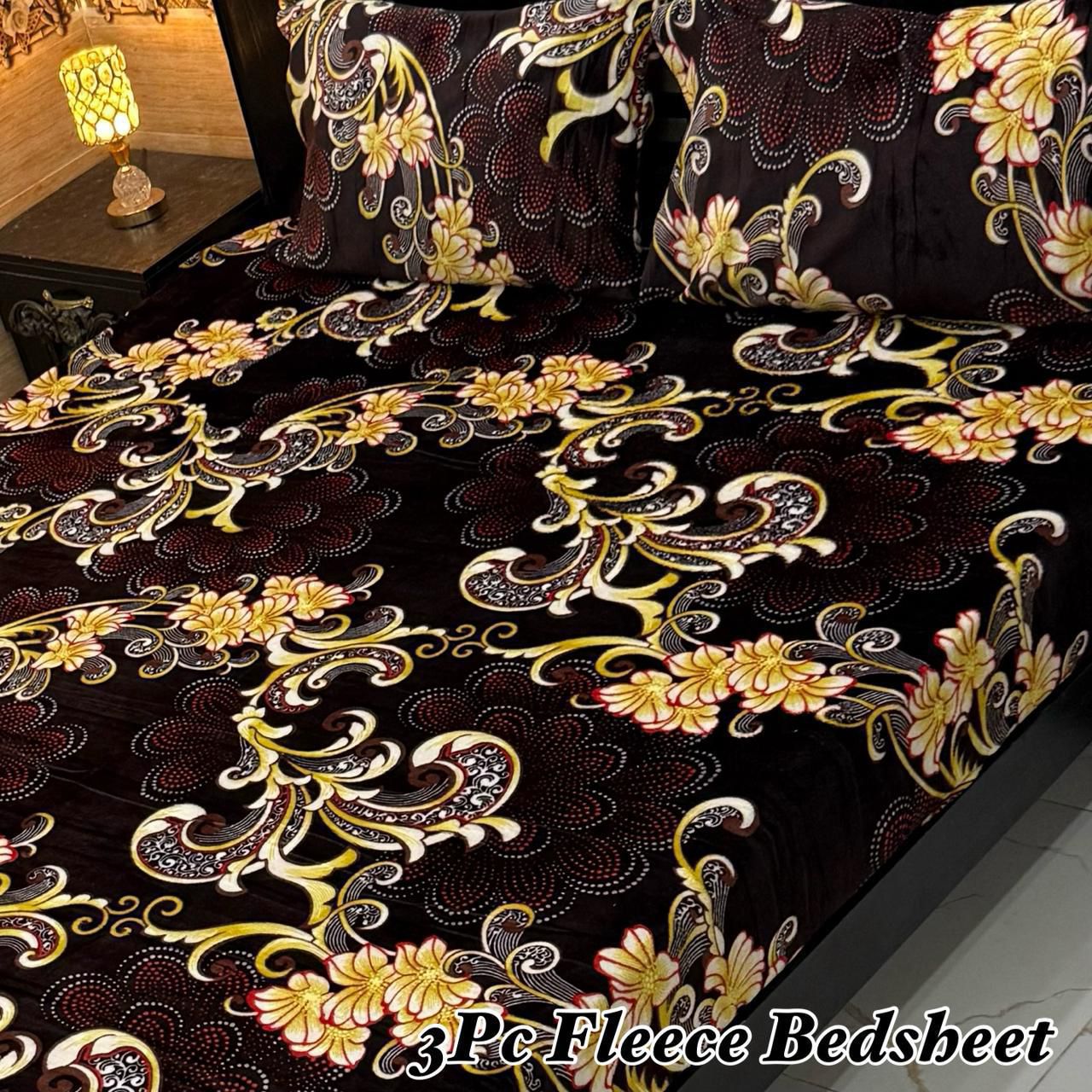 Soft Fleece 3-Piece Printed King Size Bedsheet Set