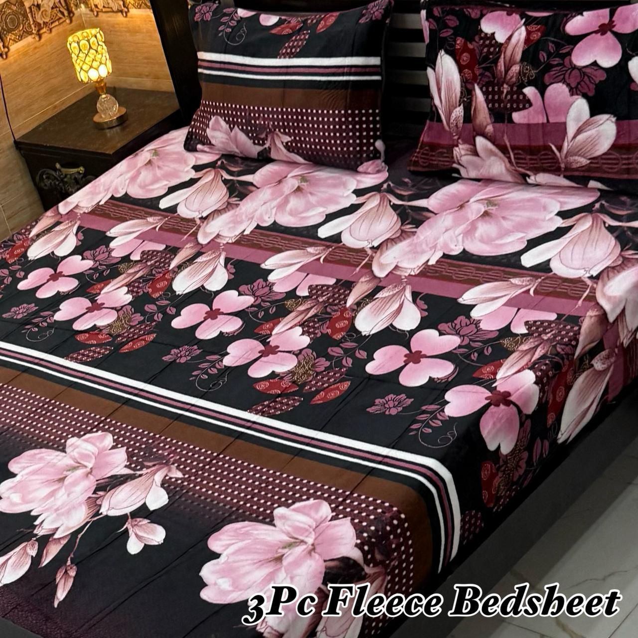 Soft Fleece 3-Piece Printed King Size Bedsheet Set