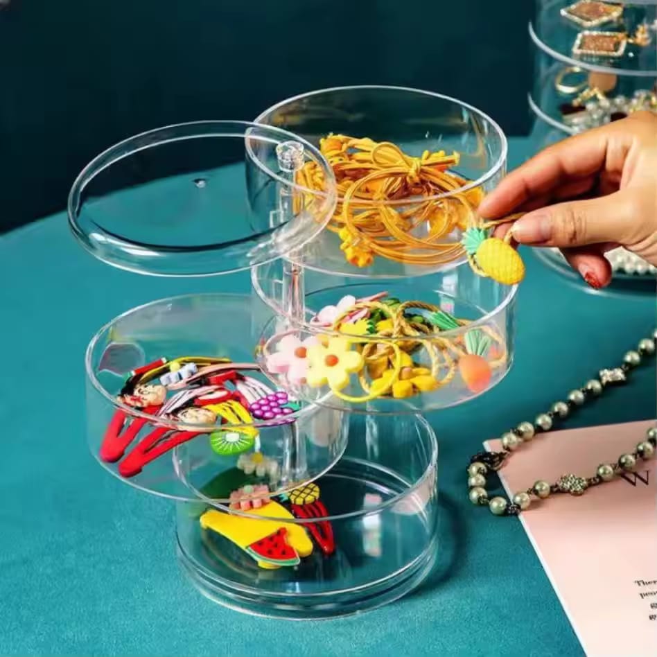 4-Layer Rotating Jewelry Makeup Organizer Box