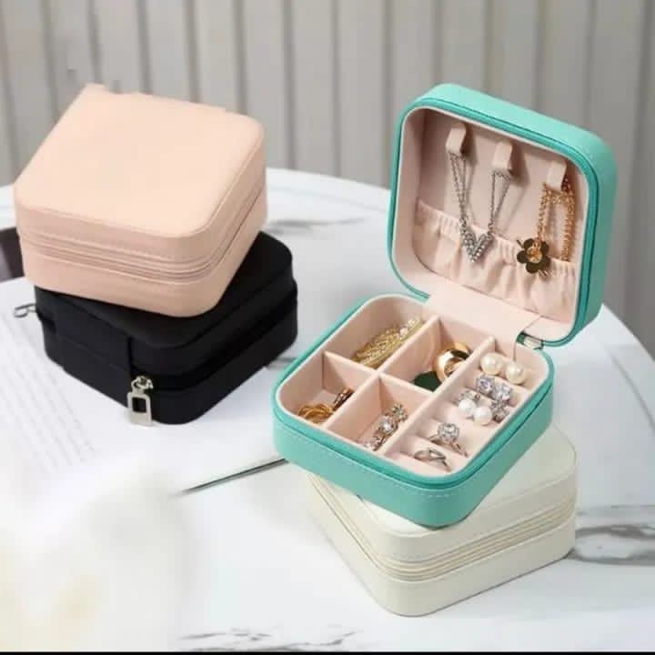 Leather Jewellery Organizer Box with Zipper