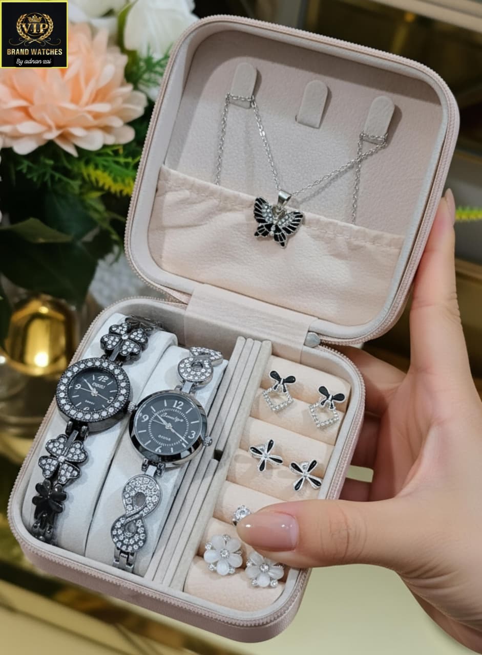 2-in-1 Diamond Stone Jewelry Watch Gift Set for Girls