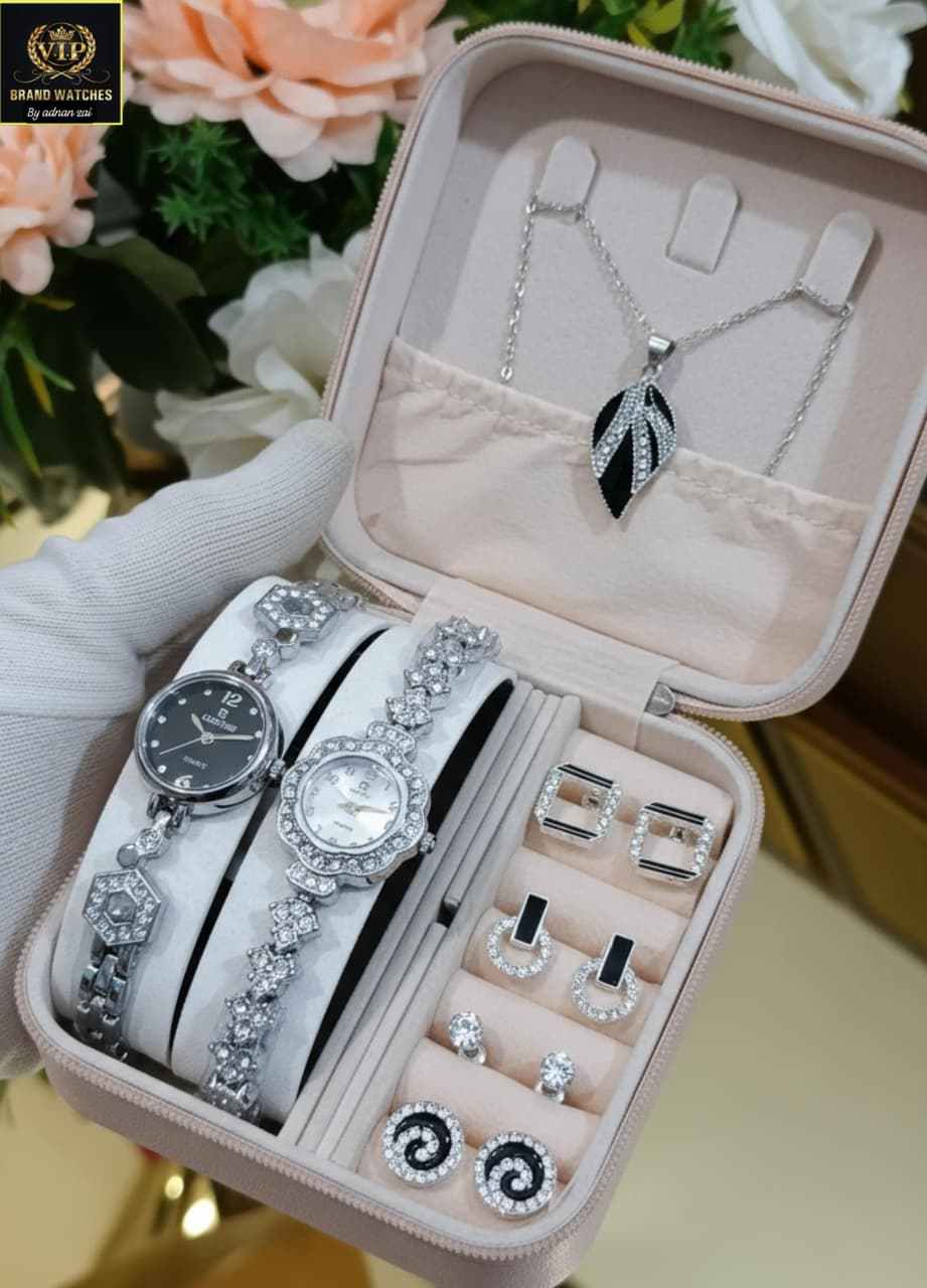 2-in-1 Diamond Stone Jewelry Watch Gift Set for Girls