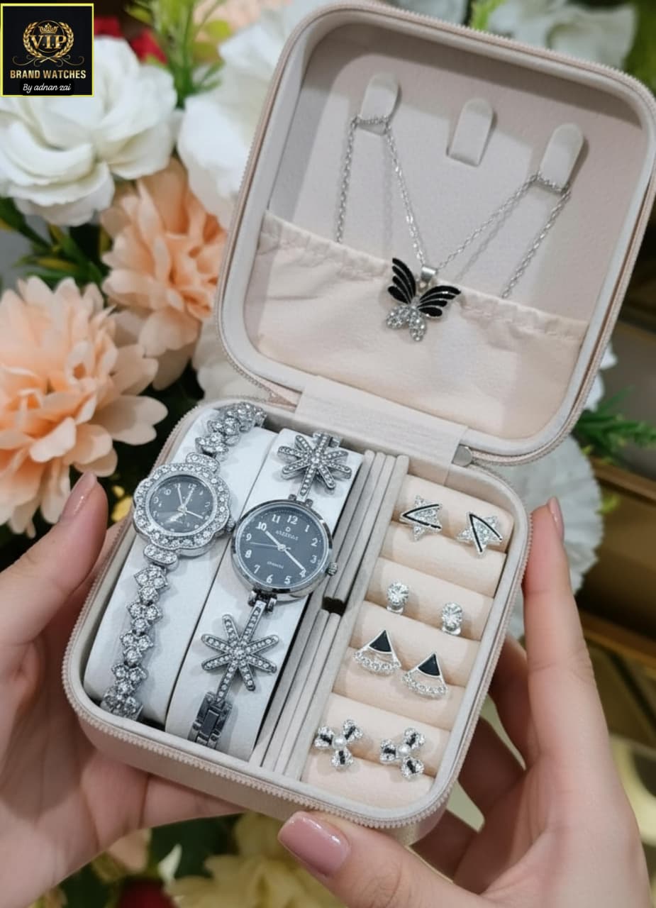 2-in-1 Diamond Stone Jewelry Watch Gift Set for Girls