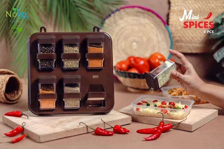 6-in-1 Mini Crystal Spice Jar Set with Rotating Stand