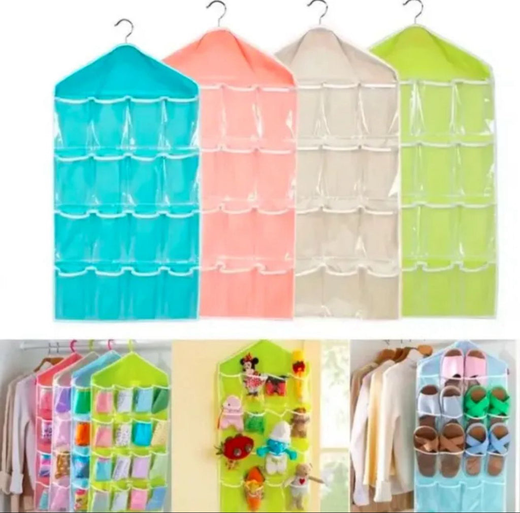 16-Pocket Hanging Organizer for Clothes, Shoes,Accessories.