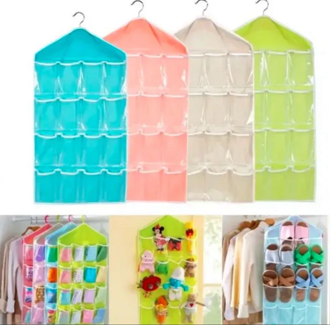 16-Pocket Hanging Organizer for Clothes, Shoes,Accessories.