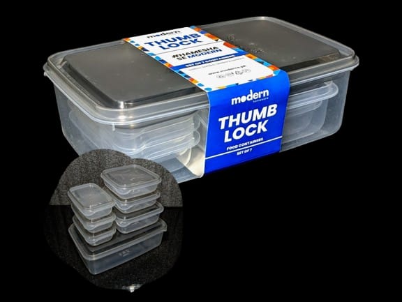 7-Piece Airtight Thumb Lock Food Storage Container Box Set