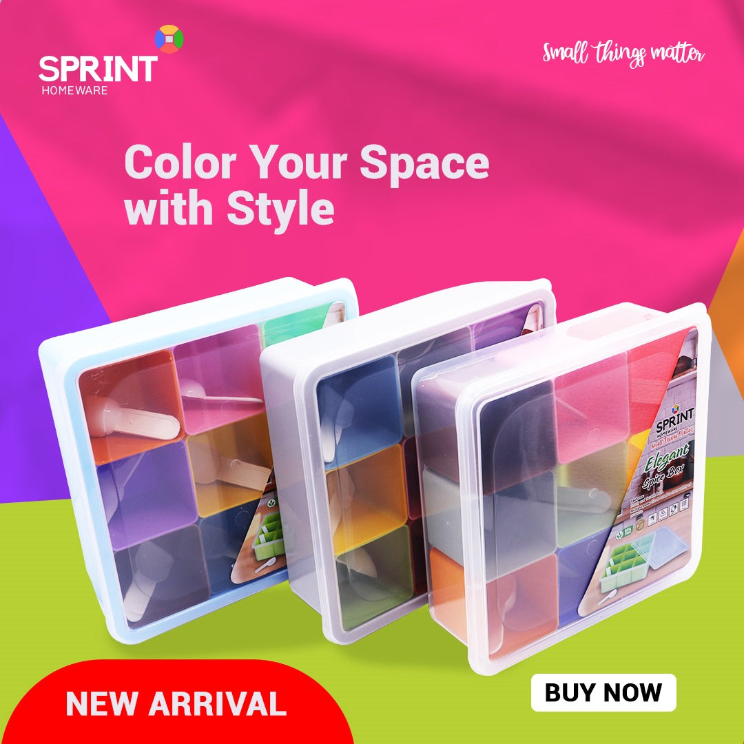 9-in-1 Multi Masala Spice Box with Spoons – Airtight Kitchen Organizer