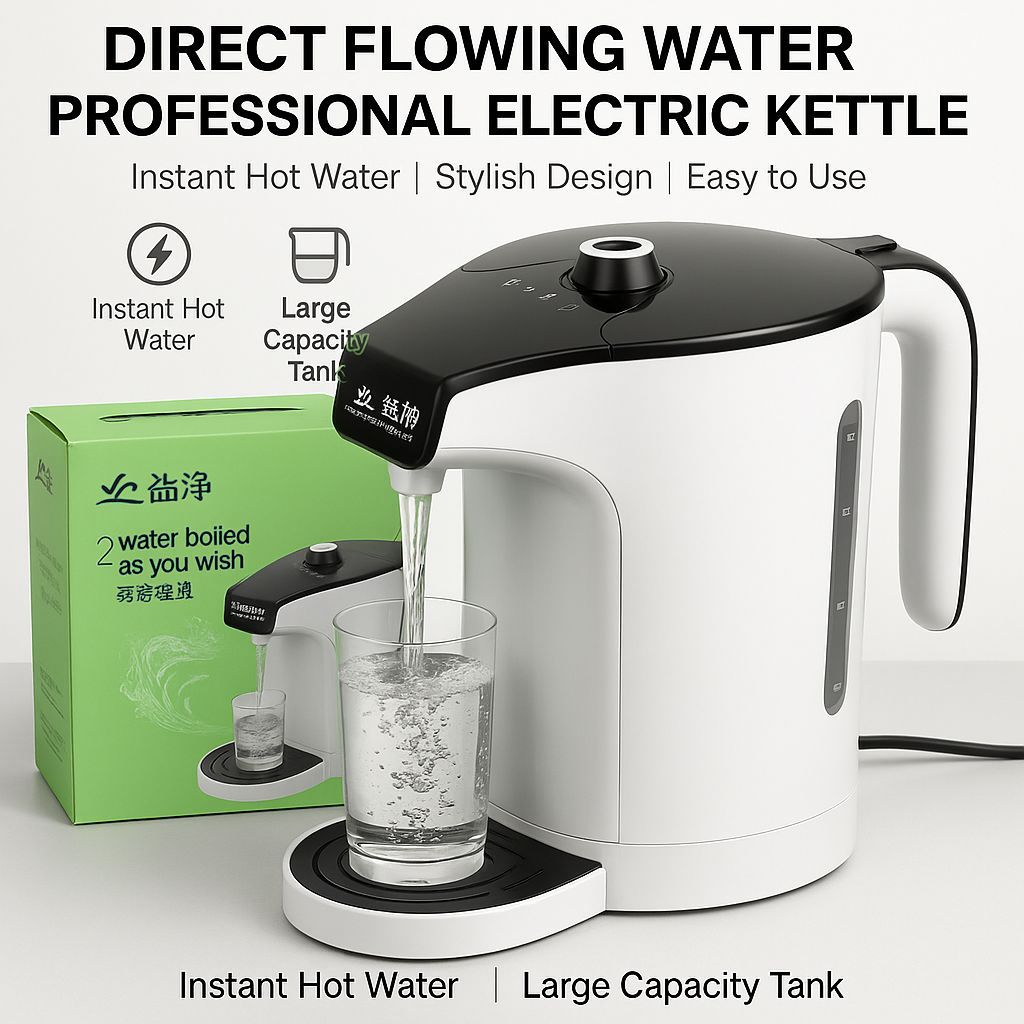 2 Modes Direct Flowing Water Electric Kettle – Instant Heating Professional Kettle