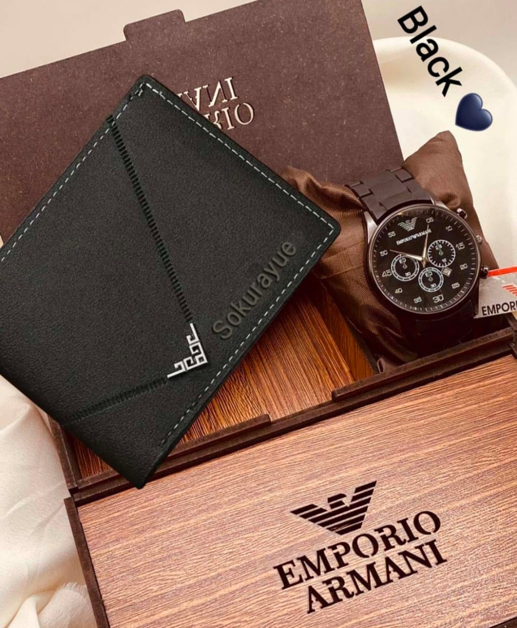 Luxury Watch &amp; Wallet Combo Gift Set – Elegant Wooden Box 2025