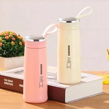 Premium Insulated Glass Water Bottle with Silicone Carry Loop