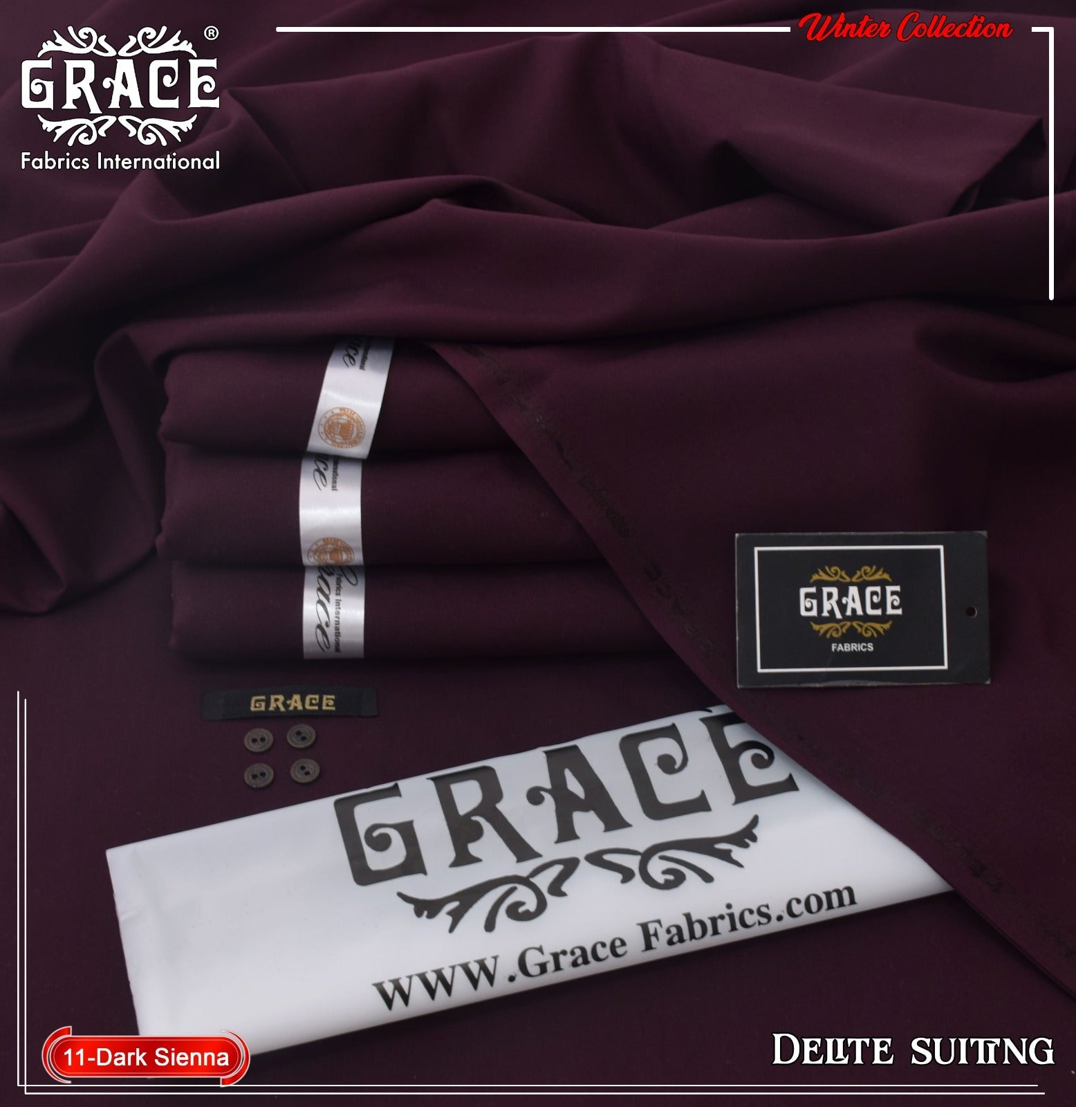 Premium Winter Wash & Wear Suit – Metallic Buttons & Gift Bag (4 Meter Fabric)