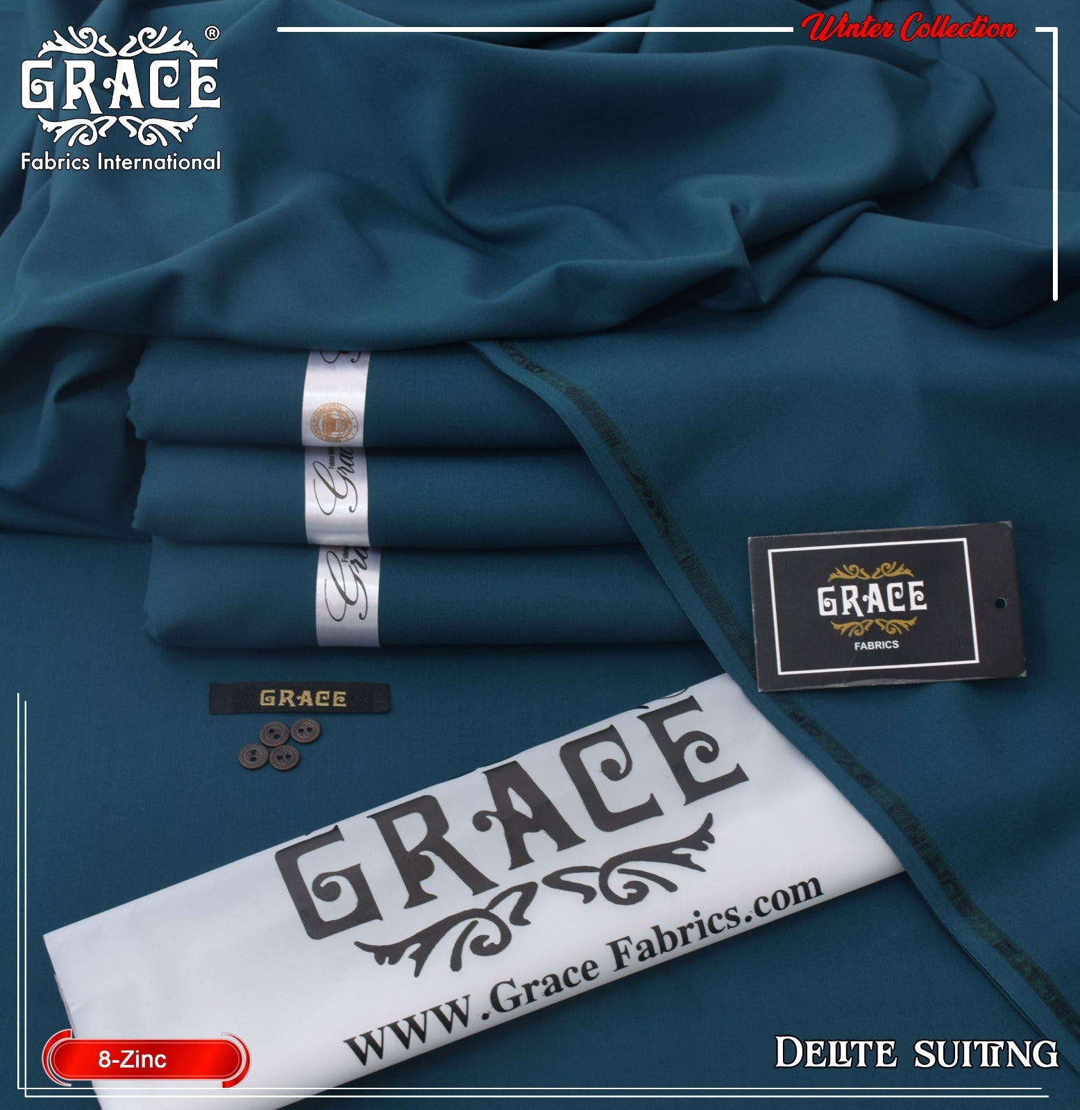 Premium Winter Wash & Wear Suit – Metallic Buttons & Gift Bag (4 Meter Fabric)