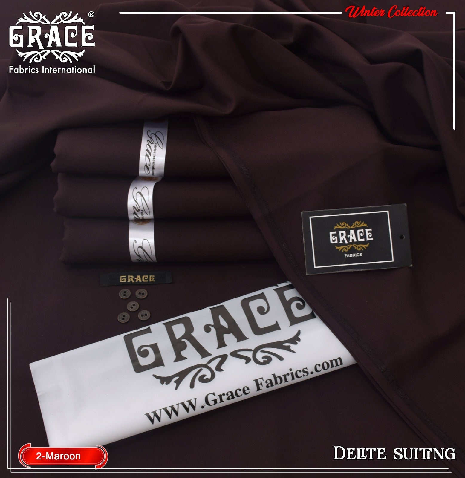 Premium Winter Wash & Wear Suit – Metallic Buttons & Gift Bag (4 Meter Fabric)