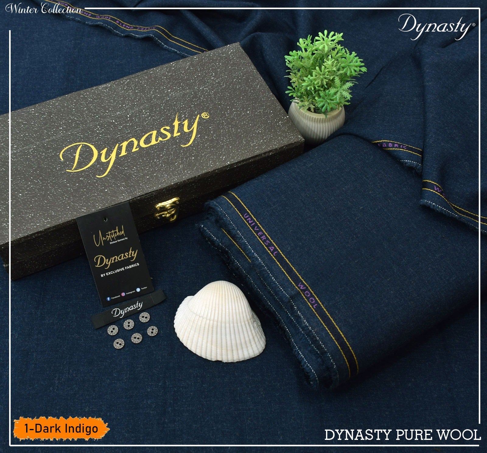 Premium 100% Pure Wool Winter Suit – Soft Finish, Metallic Buttons & Gift Bag