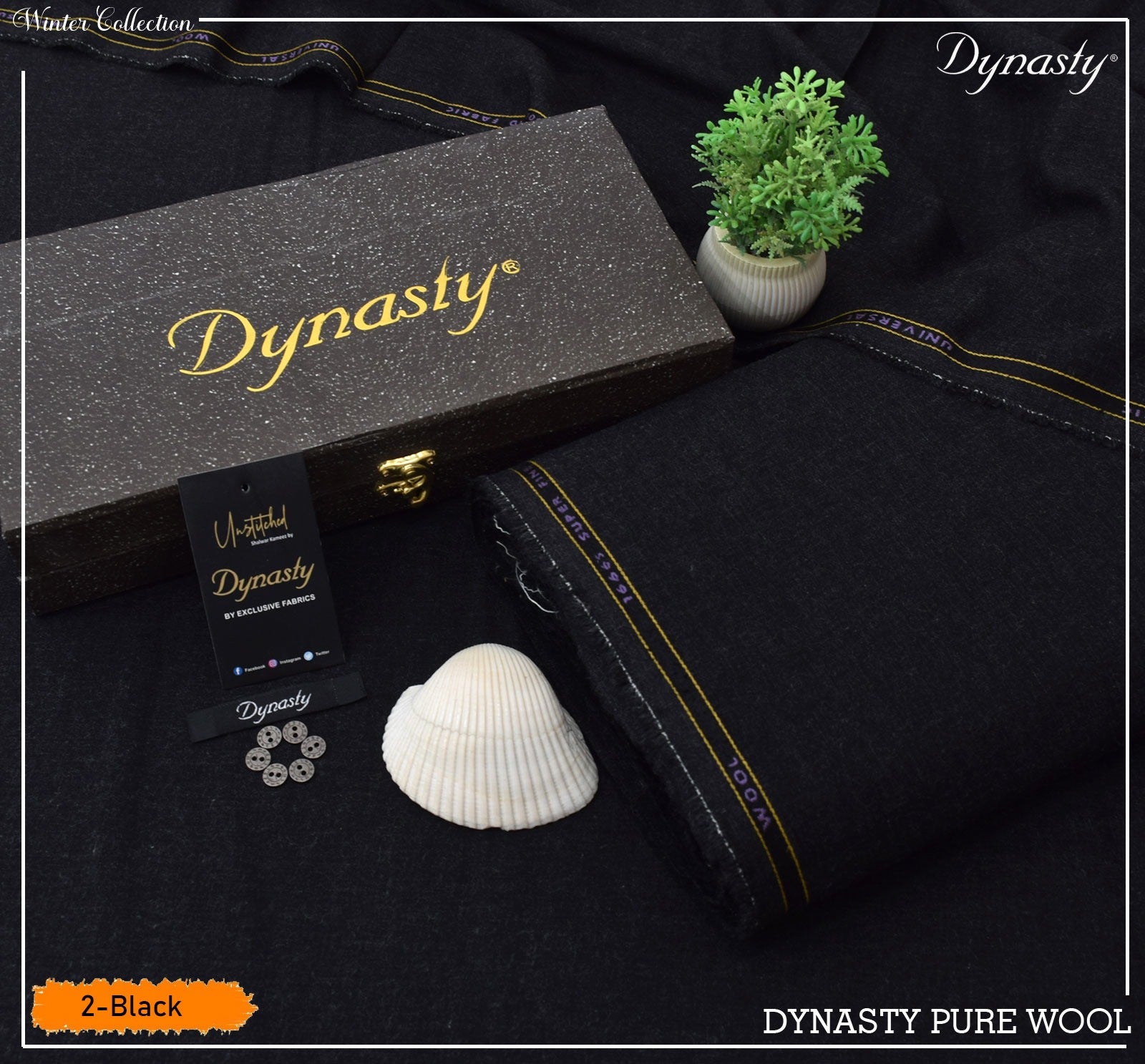 Premium 100% Pure Wool Winter Suit – Soft Finish, Metallic Buttons & Gift Bag