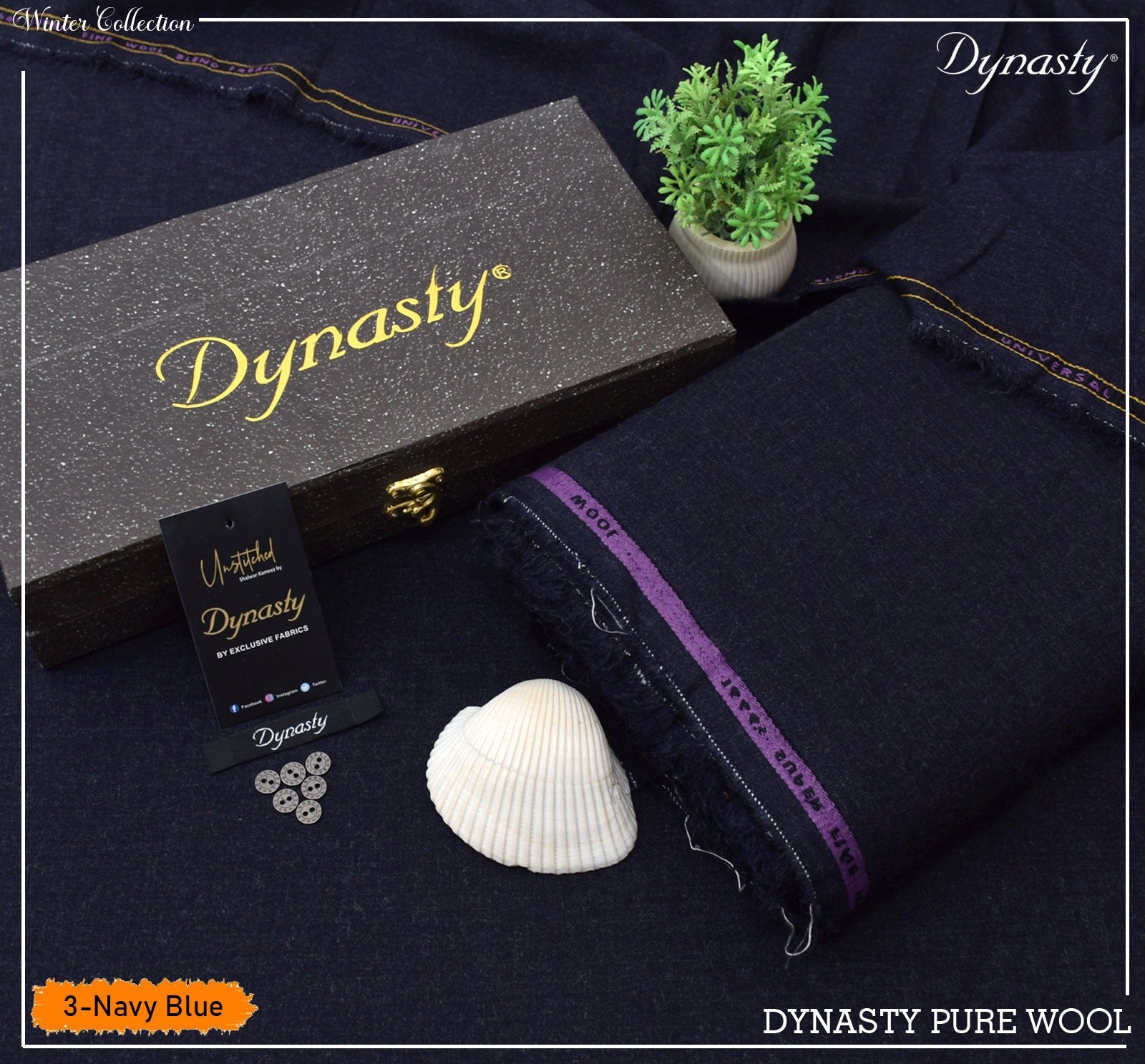 Premium 100% Pure Wool Winter Suit – Soft Finish, Metallic Buttons & Gift Bag