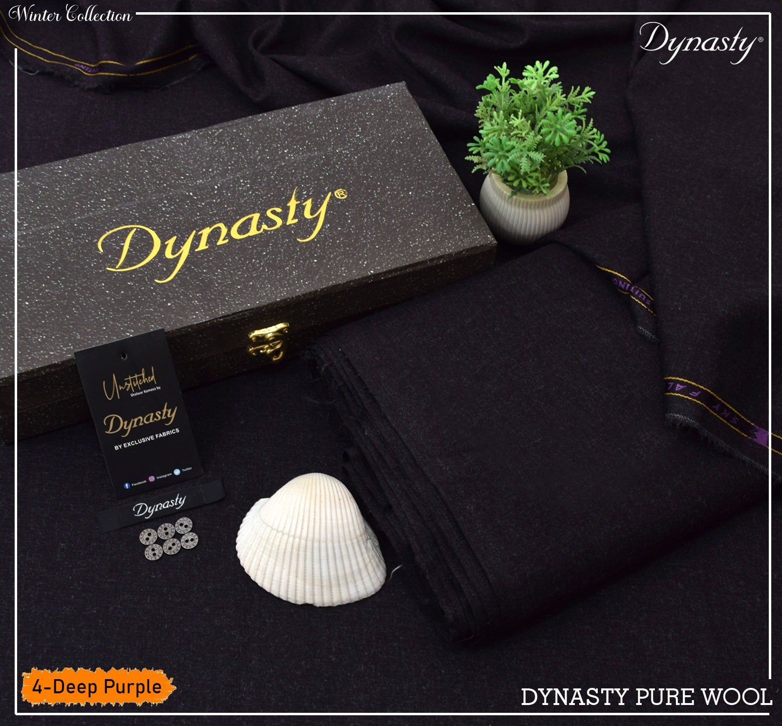 Premium 100% Pure Wool Winter Suit – Soft Finish, Metallic Buttons & Gift Bag