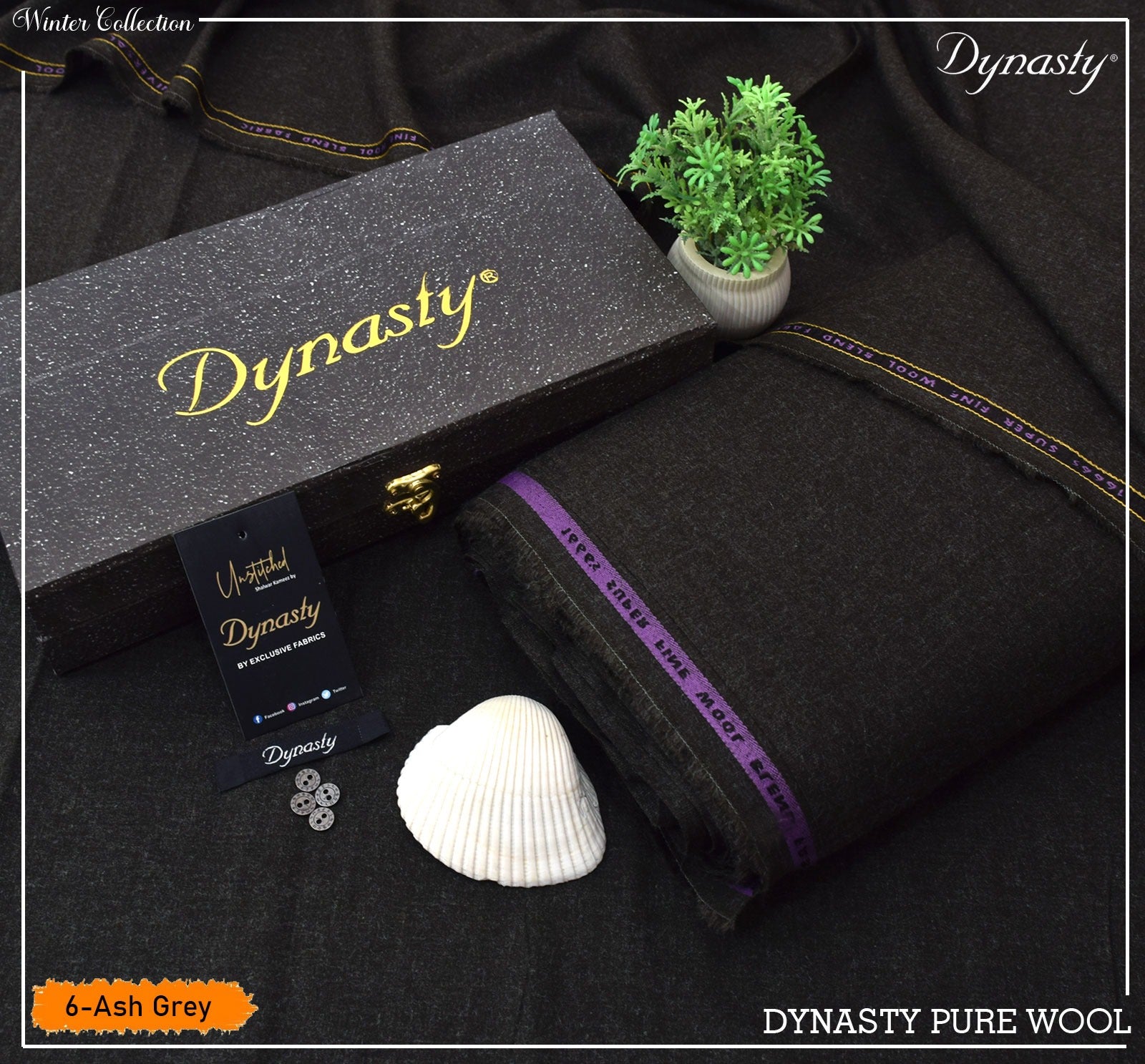 Premium 100% Pure Wool Winter Suit – Soft Finish, Metallic Buttons & Gift Bag