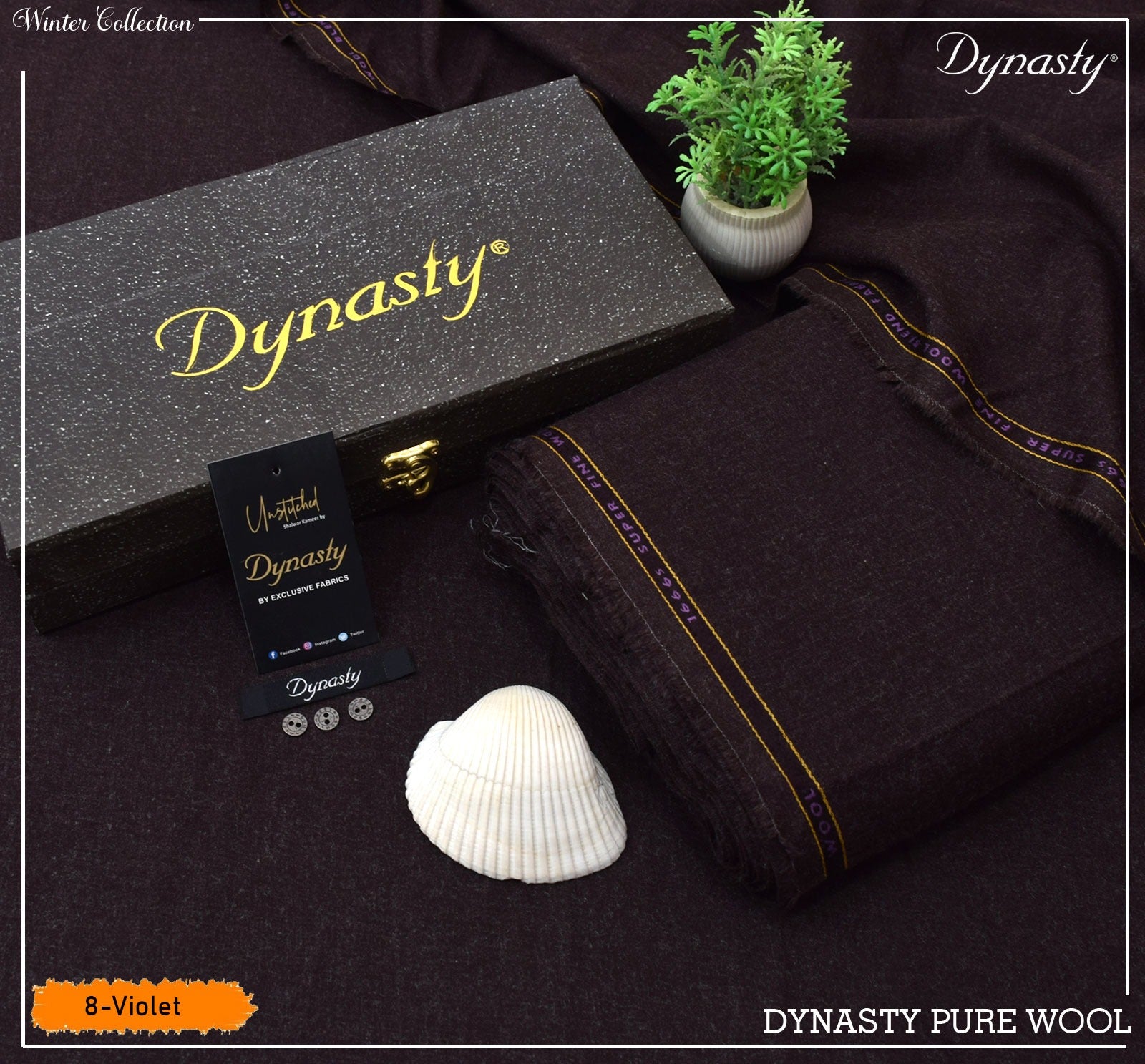 Premium 100% Pure Wool Winter Suit – Soft Finish, Metallic Buttons & Gift Bag