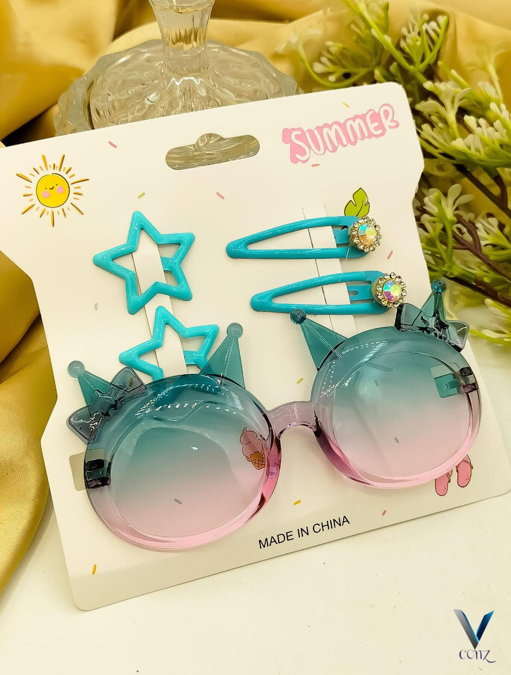 Cute China Kids Hair Pins and Sunglasses Set