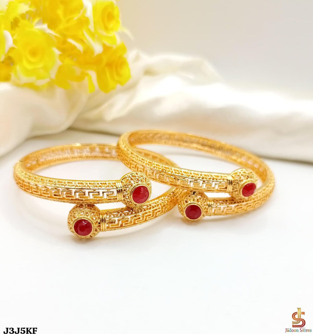 Elegant Gold-Plated Bangles Set for Women (2 Pieces)