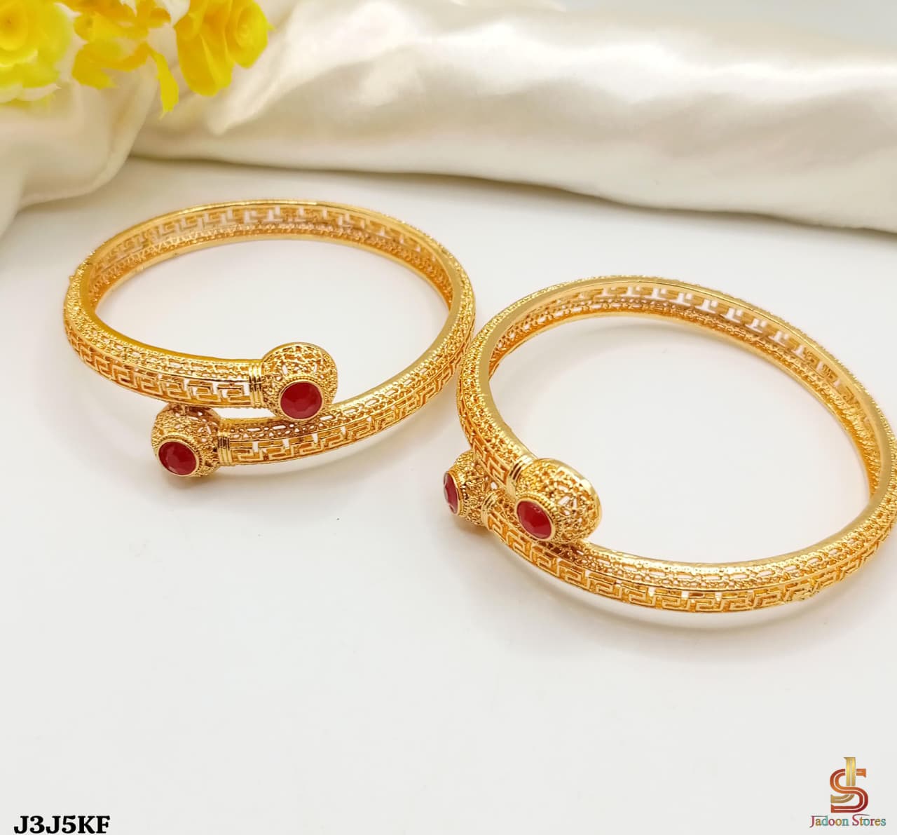 Elegant Gold-Plated Bangles Set for Women (2 Pieces)
