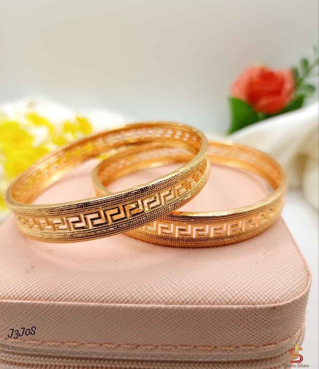 Elegant Gold-Plated Bangles Set for Women (2 Pieces)