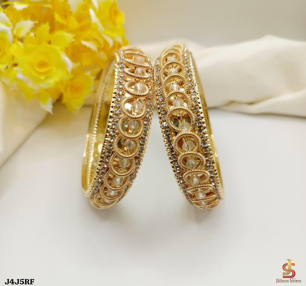 Elegant Gold-Plated Indian Bangles Set for Women (2 Pieces)