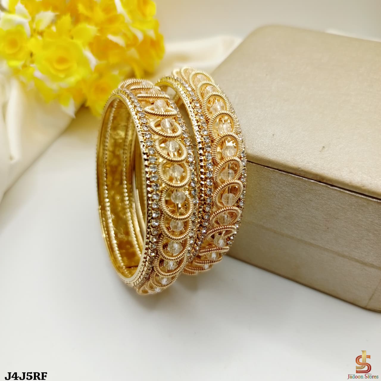 Elegant Gold-Plated Indian Bangles Set for Women (2 Pieces)