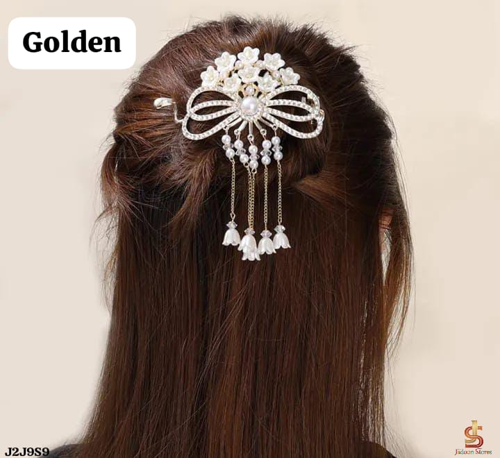 Elegant Golden Zircon Latkan Hair Catcher for Women