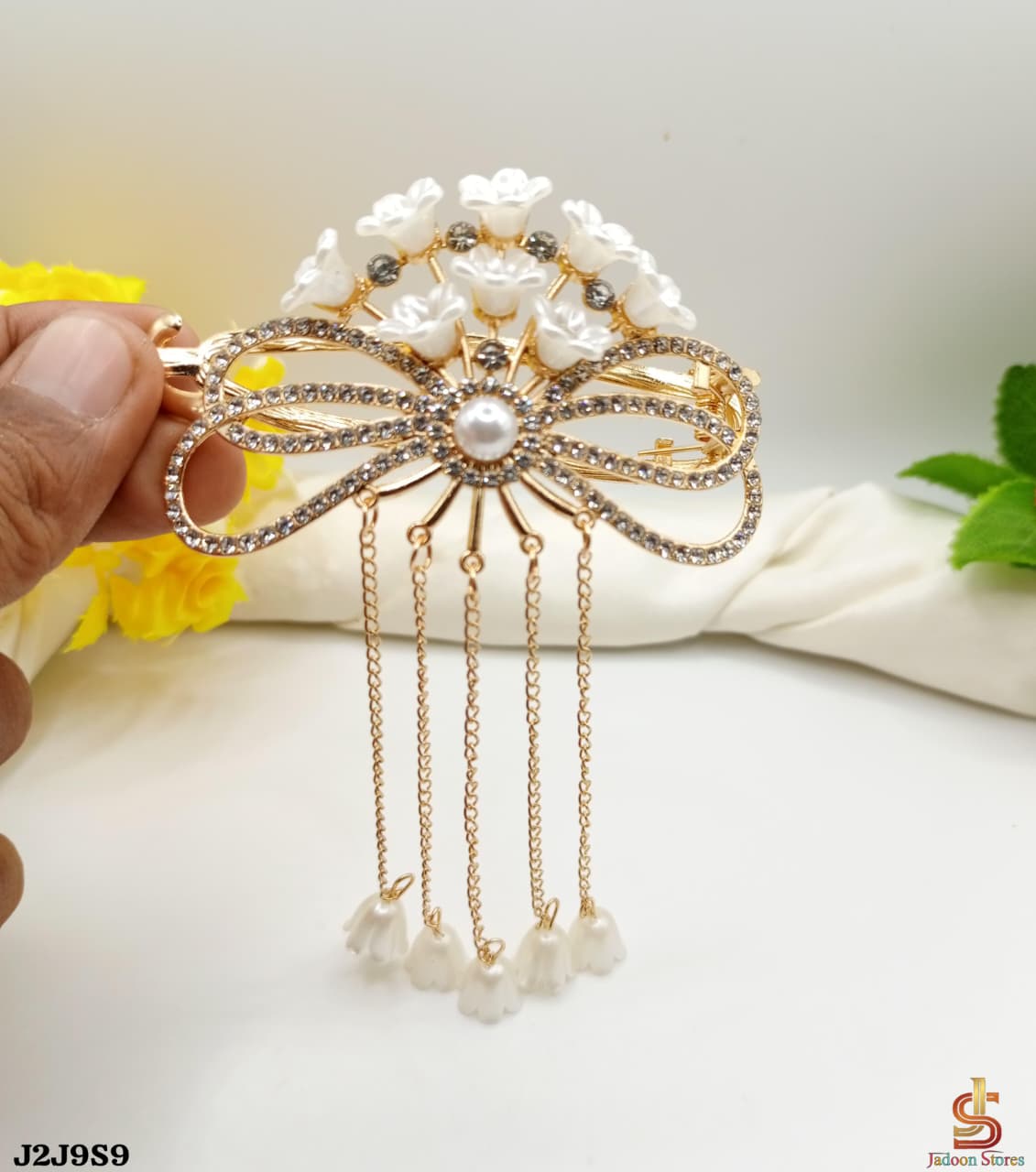 Elegant Golden Zircon Latkan Hair Catcher for Women