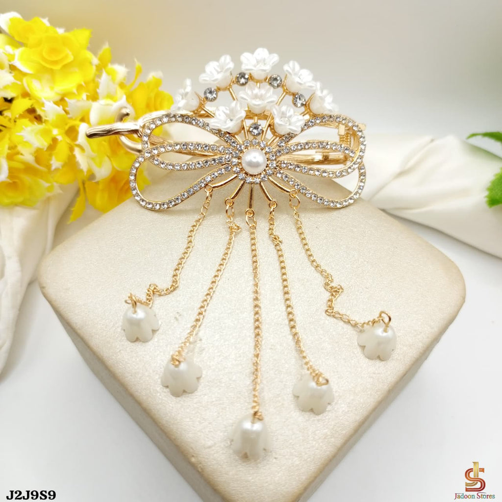 Elegant Golden Zircon Latkan Hair Catcher for Women