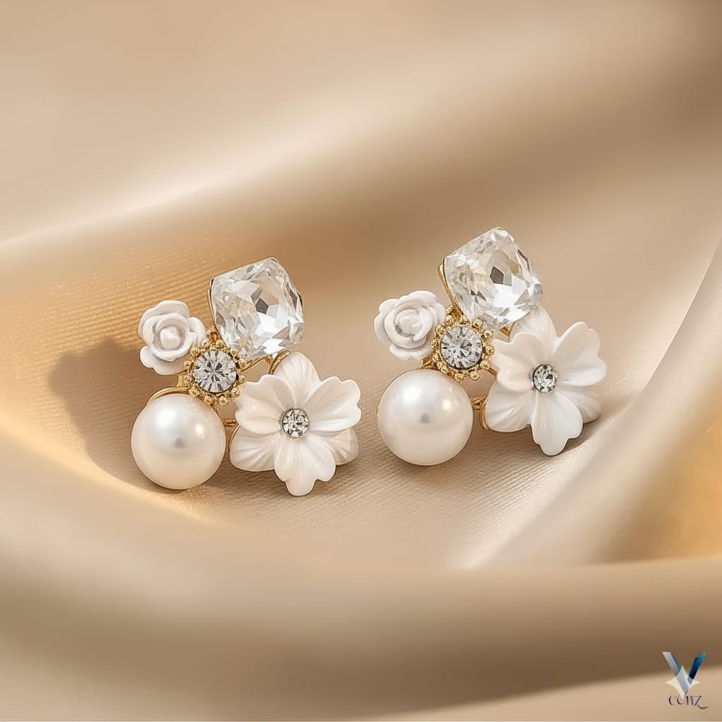 Fancy China Flower Earrings – Elegant Floral Design in 6 Stunning Colors
