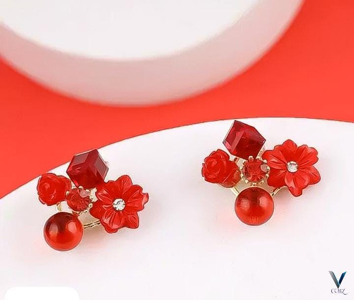 Fancy China Flower Earrings – Elegant Floral Design in 6 Stunning Colors