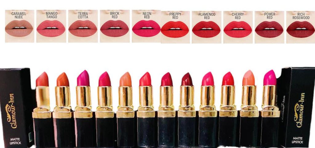 Glamour-Inn 12-Piece Matte Lipstick Set – Long-Lasting, Smooth & Vibrant Shades