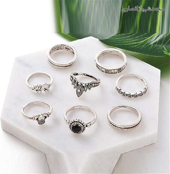 Elegant 9-Piece Metal Ring Set – Mixed Sizes, Stylish & Durable Design