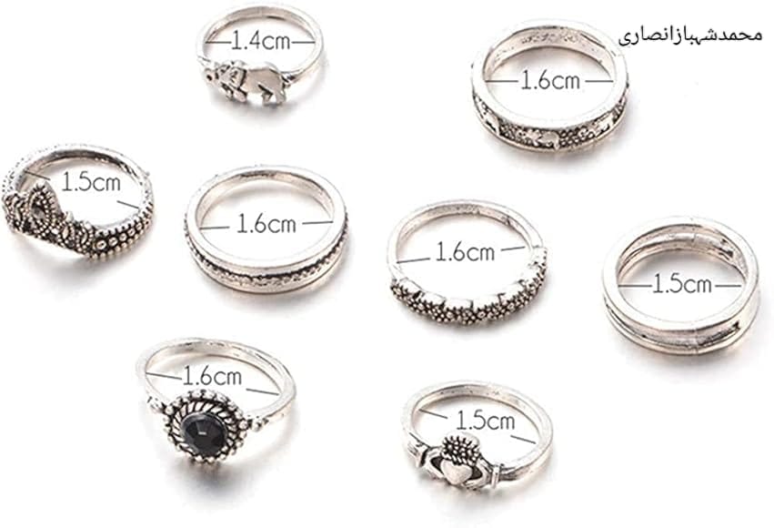 Elegant 9-Piece Metal Ring Set – Mixed Sizes, Stylish & Durable Design