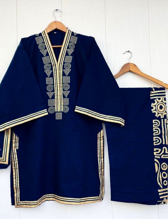 Premium Dhank 2-Piece Embroidered Suit – Elegant Neck & Border Work