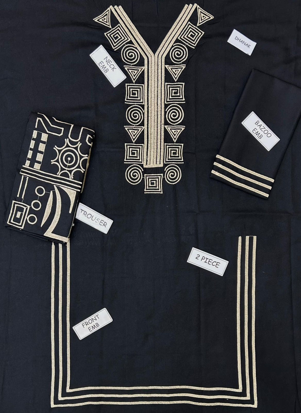 Premium Dhank 2-Piece Embroidered Suit – Elegant Neck & Border Work