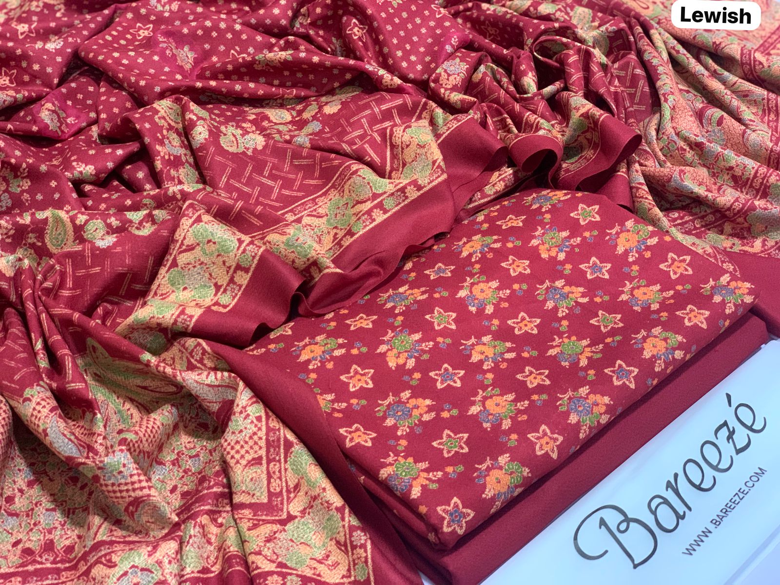 Premium Dhanak 3-Piece Printed Suit – Winter Burnout Shawl Collection