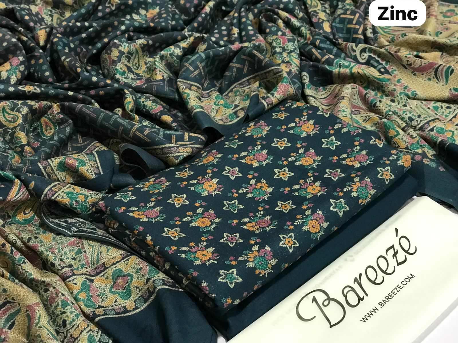 Premium Dhanak 3-Piece Printed Suit – Winter Burnout Shawl Collection