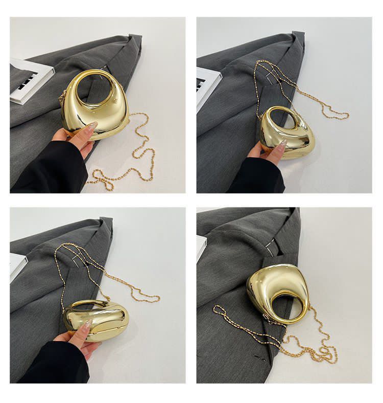 Elegant Mini Metal Clutch – Premium Design with Snake Chain & Built-in Mirrors