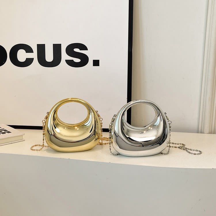 Elegant Mini Metal Clutch – Premium Design with Snake Chain & Built-in Mirrors