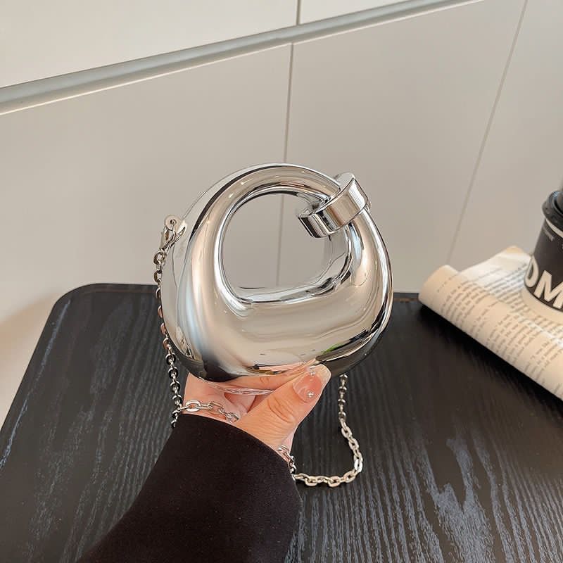 Elegant Mini Metal Clutch – Premium Design with Snake Chain & Built-in Mirrors