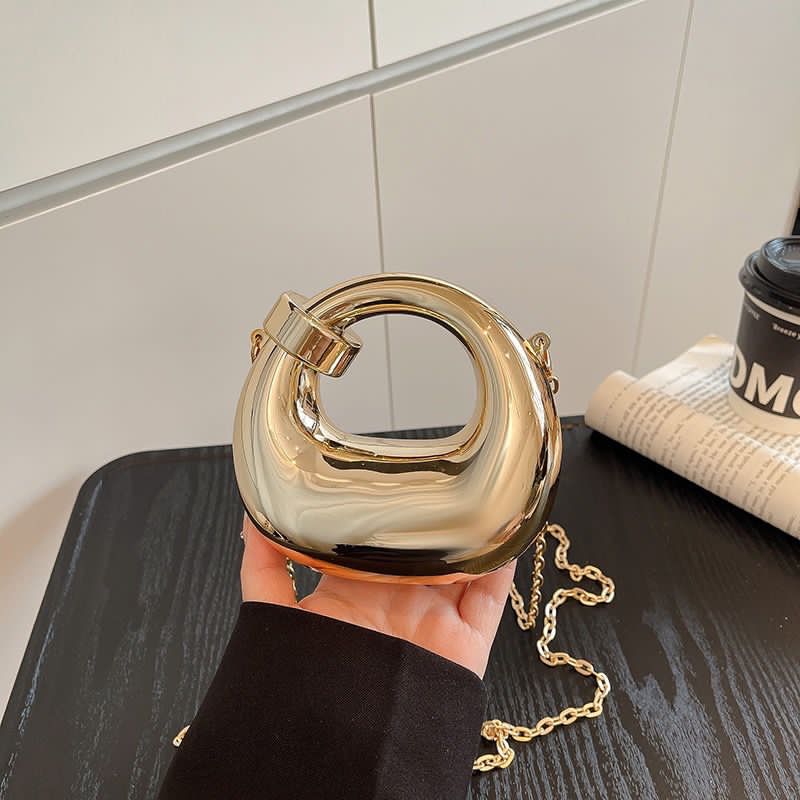 Elegant Mini Metal Clutch – Premium Design with Snake Chain & Built-in Mirrors